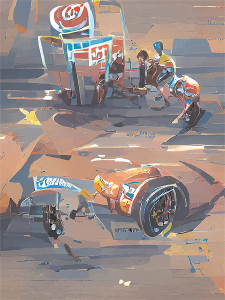 車のレースのデジタル絵画は — ストックベクタ