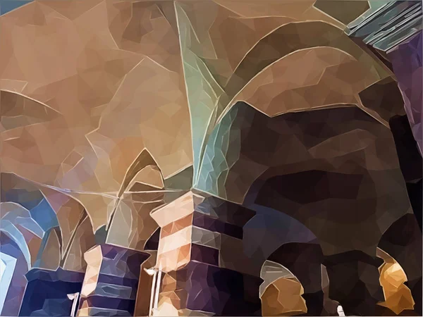Вектор Красочного Интерьера Старинных Зданий Арками Колоннами — стоковый вектор