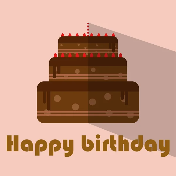 Een Chocolade Taart Geïsoleerd Een Roze Achtergrond Met Happy Birthday — Stockvector