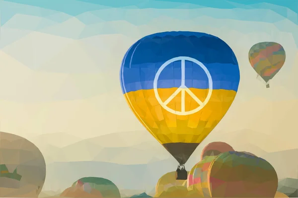 우크라이나 평화의 깃발이 열기구를 — 스톡 벡터