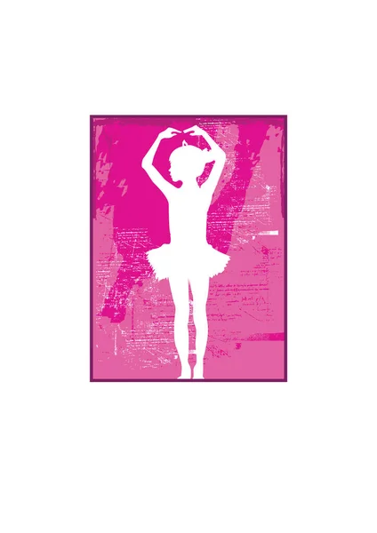Ballerina Posing Rosa Bakgrund Silhoutte — Stock vektor