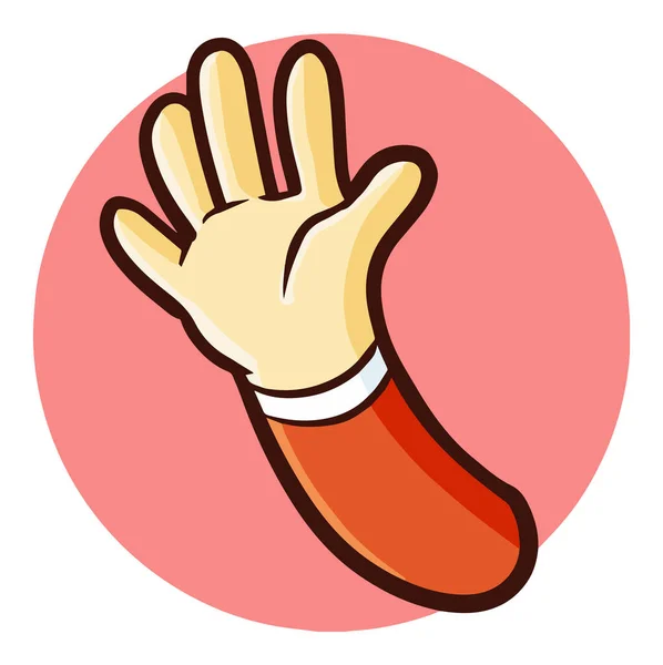 Simples Clipe Arte Desenho Animado Mão Esquerda Círculo Vermelho — Vetor de Stock