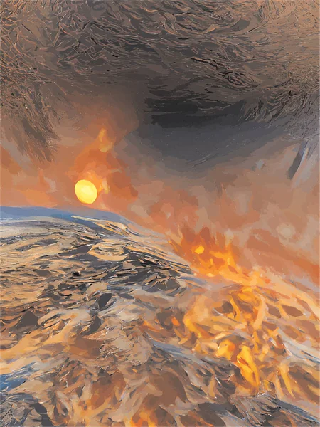 Verloren Planeet Aarde Brandt — Stockvector