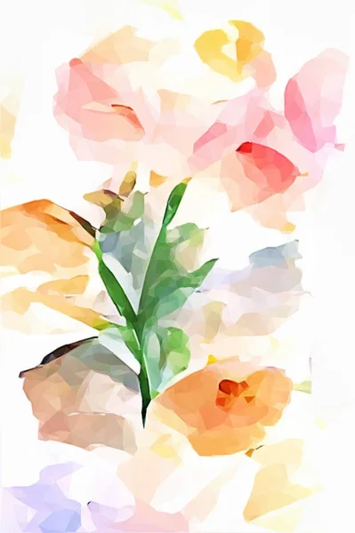 Plan Vertical Fleurs Aquarelles Avec Des Pointes Jaunes Roses Brunes — Image vectorielle