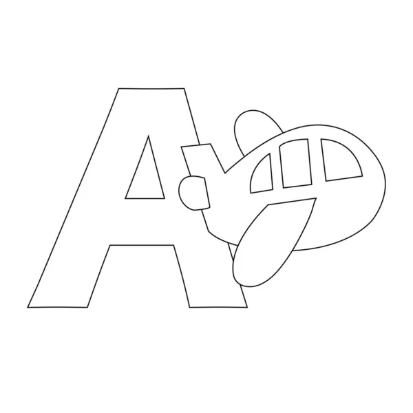Affiche Alphabet Bande Dessinée Illustration Vectorielle Page Coloriage Alphabet Éducatif — Image vectorielle