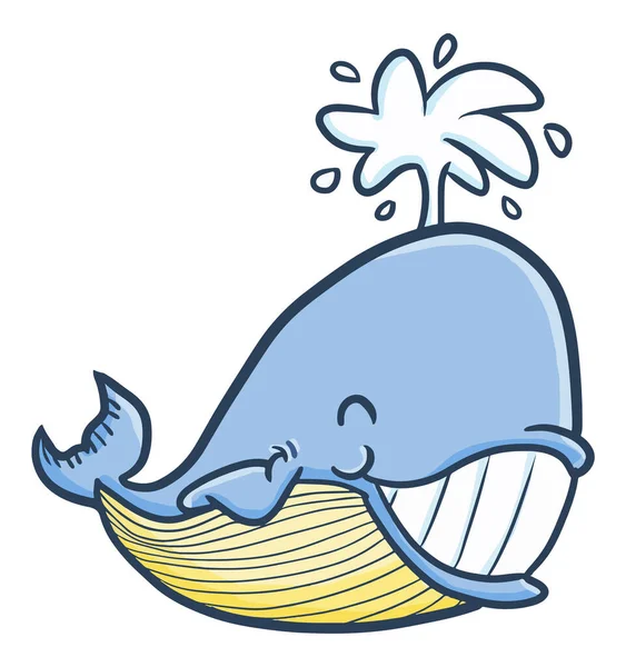Cartoon Whale Vector Illustration White Background — Stock Vector