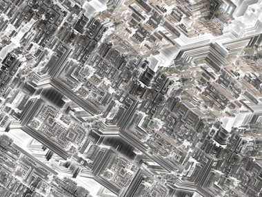 Tek renkli, soyut bir bilim-kurgu tekno arka planının üç boyutlu bir canlandırması