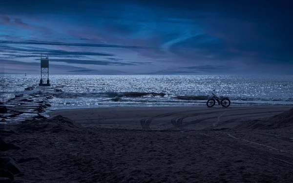 Une Belle Vue Sur Une Plage Vélo Long Océan Atlantique — Photo