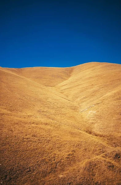 Pionowe Ujęcie Góry Słonecznej Pogodzie Pokrytej Suchą Roślinnością Kalifornii — Zdjęcie stockowe