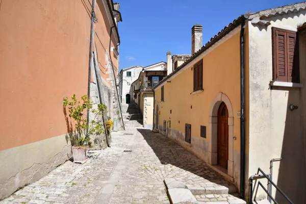 Estrecho Callejón Entre Edificios Medievales Piedra Morcone Benevento Italia —  Fotos de Stock