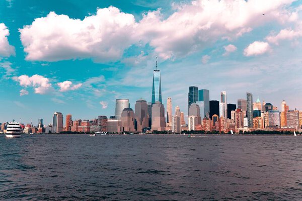 A beautiful shot of the New York cityscape by the ocean