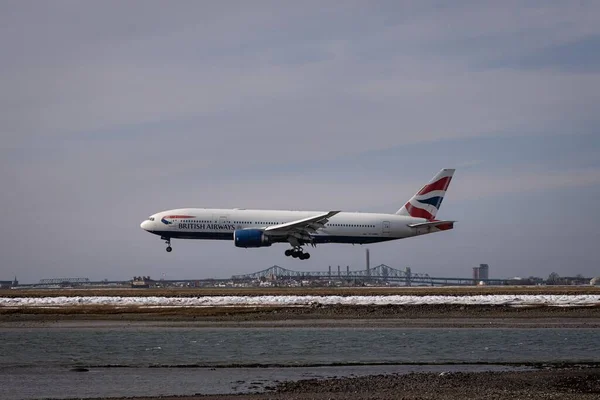 Veduta Aereo Che Atterra Boston Stati Uniti Dopo Volo Dall — Foto Stock