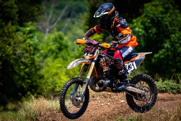 Gros Plan Coureur Motocross Sur Son Vélo Fort Worth Texas — Photo