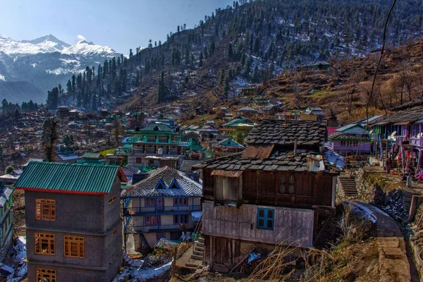 Vista Diurna Della Valle Tosh Parvati Himachal Pradesh — Foto Stock