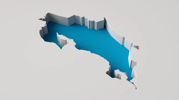 コスタリカの国の形3Dイラスト地図3Dインナーエクストルードマップ内側の影と海の深さ ウェブと印刷用 — ストック写真