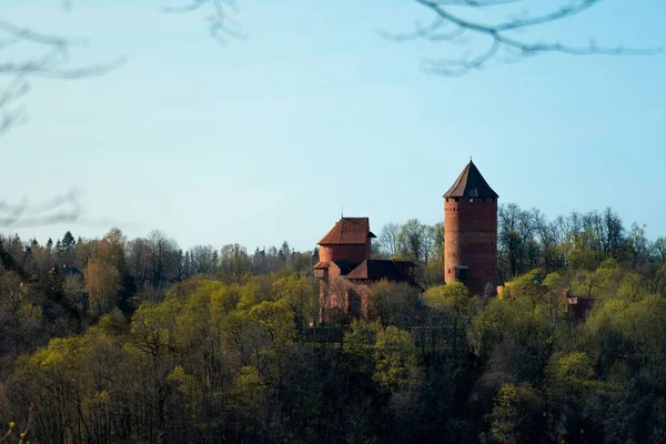 Låg Vinkel Utsikt Över Turaida Slott Sigulda Lettland — Stockfoto