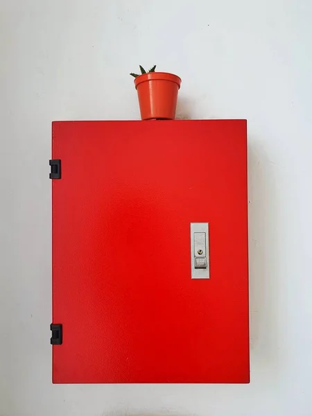 Kırmızı Elektrik Şalter Devre Kesiciler Genellikle Yeni Ticari Binaların Kontrol — Stok fotoğraf