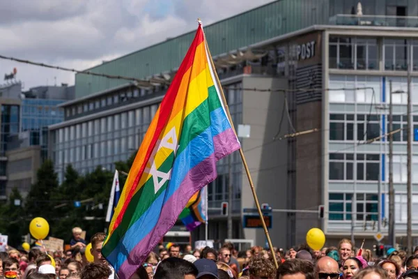 Csd Demonstratie Kleurrijke Regenboogkleuren Tegen Discriminatie Van Lesbiennes Homo Biseksuelen — Stockfoto