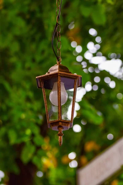 Hanging Vintage Street Lamp Outdoors Park Brasov Romania — Stock Photo, Image