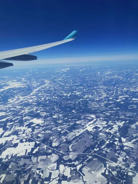 Airplane Wing Seen Window — Stock Photo, Image