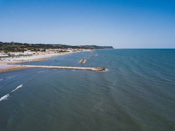 Italy July 2022 Aerial View City Fano Its Sea Beaches — Stock Photo, Image