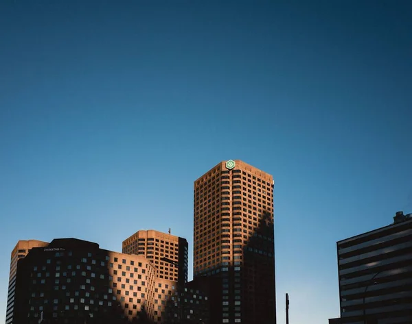 Une Vue Panoramique Des Bâtiments Modernes Centre Ville Montréal Fond — Photo