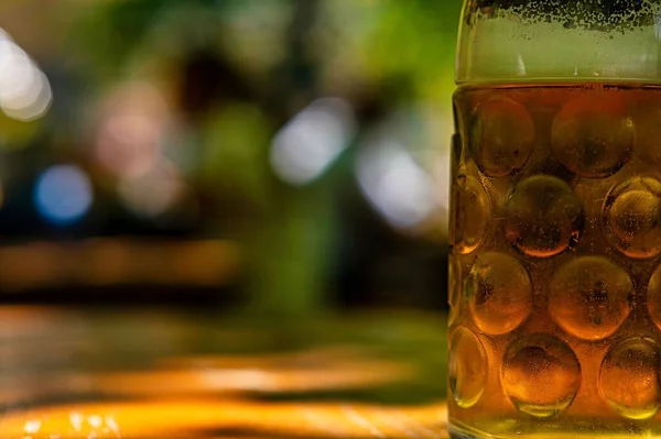 Close Shot Glass Cold Beer Blur — Stock Photo, Image