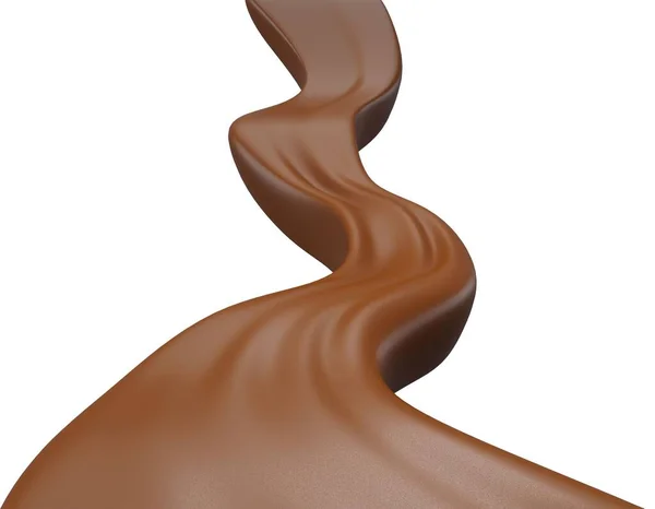 Illustrazione Onda Cioccolato Sfondo Bianco — Foto Stock