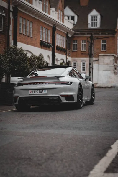 Porsche 911 Gris Visto Londres Alrededor Mayfair Después Día Lluvioso — Foto de Stock