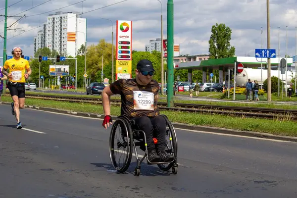 Инвалид Участник Всемирного Пробега Крылья Жизни 2022 Года Познани Польша — стоковое фото