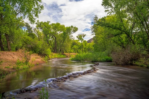 New Mexico Daki Gila Nehri Nin Uzun Pozlama Fotoğrafı — Stok fotoğraf