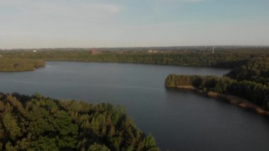 Limburg 'daki Hoge Kempen' deki Terhill Ulusal Parkı 'nın günbatımında bir hava görüntüsü.