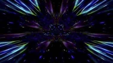 Renkli hareketleri ve ileri ve geri etkileri olan soyut bir döngü animasyonu