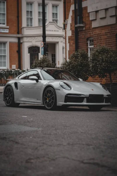 Gri Porsche 911 Mayfair Civarında Londra Görüldü Yağmurlu Bir Günden — Stok fotoğraf