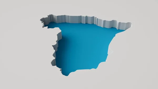 スペインの国の形3Dイラスト地図3D内側のエクストルードマップ内側の影と海の深さ ウェブと印刷用 — ストック写真
