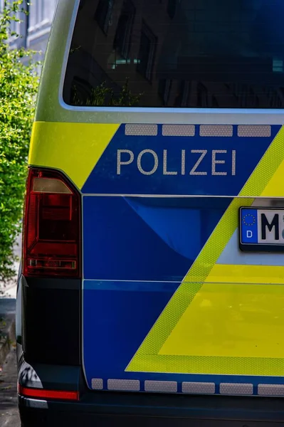 Disparo Vertical Coche Policía Alemán —  Fotos de Stock