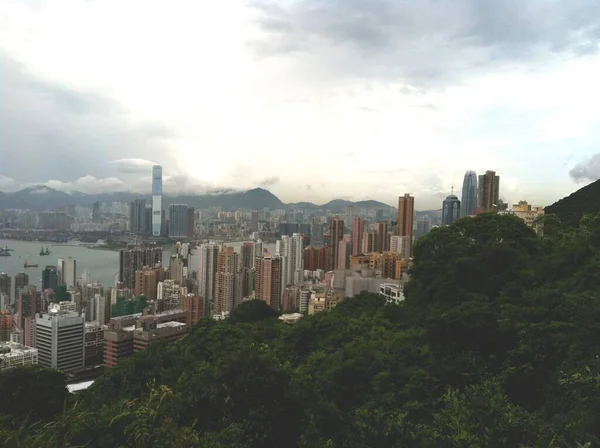 Kilátás Egész Város Hong Kong Victoria Peak — Stock Fotó