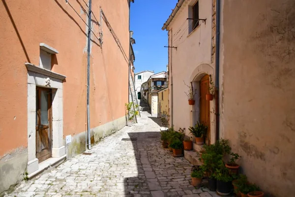 Beco Estreito Entre Edifícios Pedra Medievais Morcone Benevento Itália — Fotografia de Stock