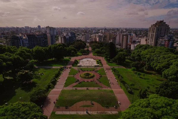 Una Splendida Vista Sulla Fontana Centrale Del Parco Chacabuco Buenos — Foto Stock