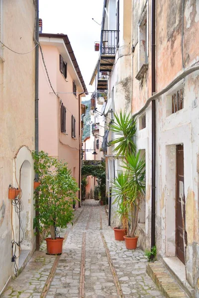 Vertical View Old Narrow Street Monte San Biagio Sunny Day — Stock Photo, Image