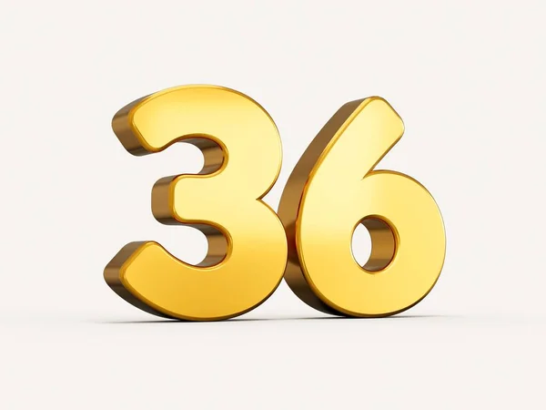 3D的黄金数字36或36孤立的米色背景阴影 适用于网页及印刷品 — 图库照片