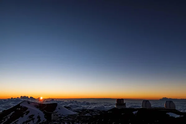 Beautiful View Astronomic Telescopes Mauna Kea Summit Sunset Big Island — Stock Photo, Image