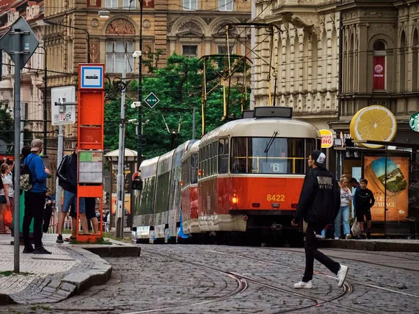 Une Vue Sur Les Tramways Prague — Photo