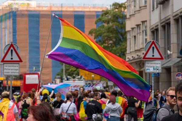 Demostración Cds Coloridos Colores Arcoíris Contra Discriminación Lesbianas Gays Bisexuales —  Fotos de Stock