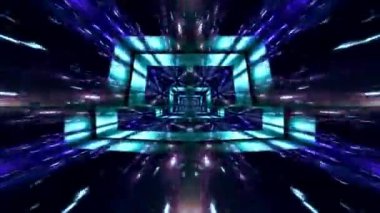 Fütürist neon ışıkları, mavi bir alanda hareket halindedir.