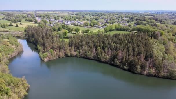 Вид Воздуха Озеро Робертвилль Бельгийских Арденнах — стоковое видео