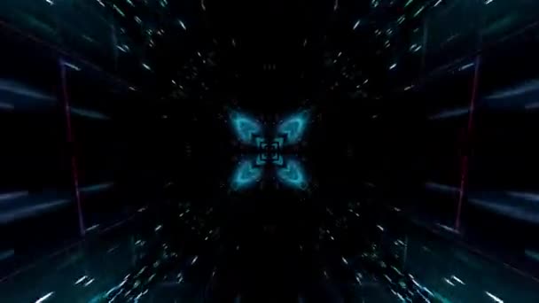 Тривимірна Анімація Абстрактного Науково Фантастичного Фону Синім Сяйвом Темній Галактиці — стокове відео