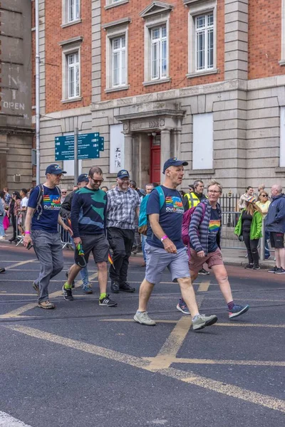 Vertical Shot People Walking Rainbow Signs Shirts Pride Festival Dublin — Stock Photo, Image