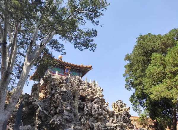 Σκεύη Στον Αυτοκρατορικό Κήπο Στην Κίνα Περιτριγυρισμένα Από Δέντρα — Φωτογραφία Αρχείου