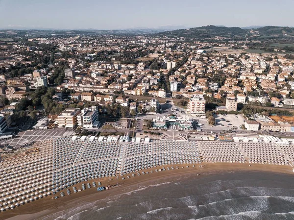 Italy July 2022 Aerial View City Fano Its Sea Beaches — Stock Photo, Image